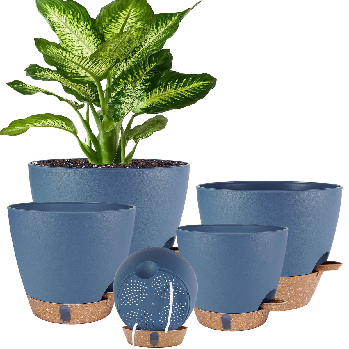 Fielda front view of five-pack pots showing modern design and space-saving benefit