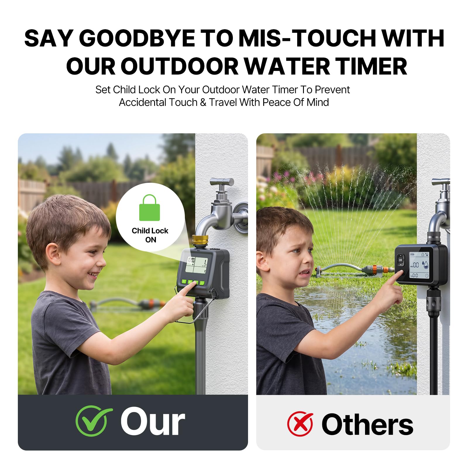 Fieldoria attached to garden faucet showing automatic watering convenience
