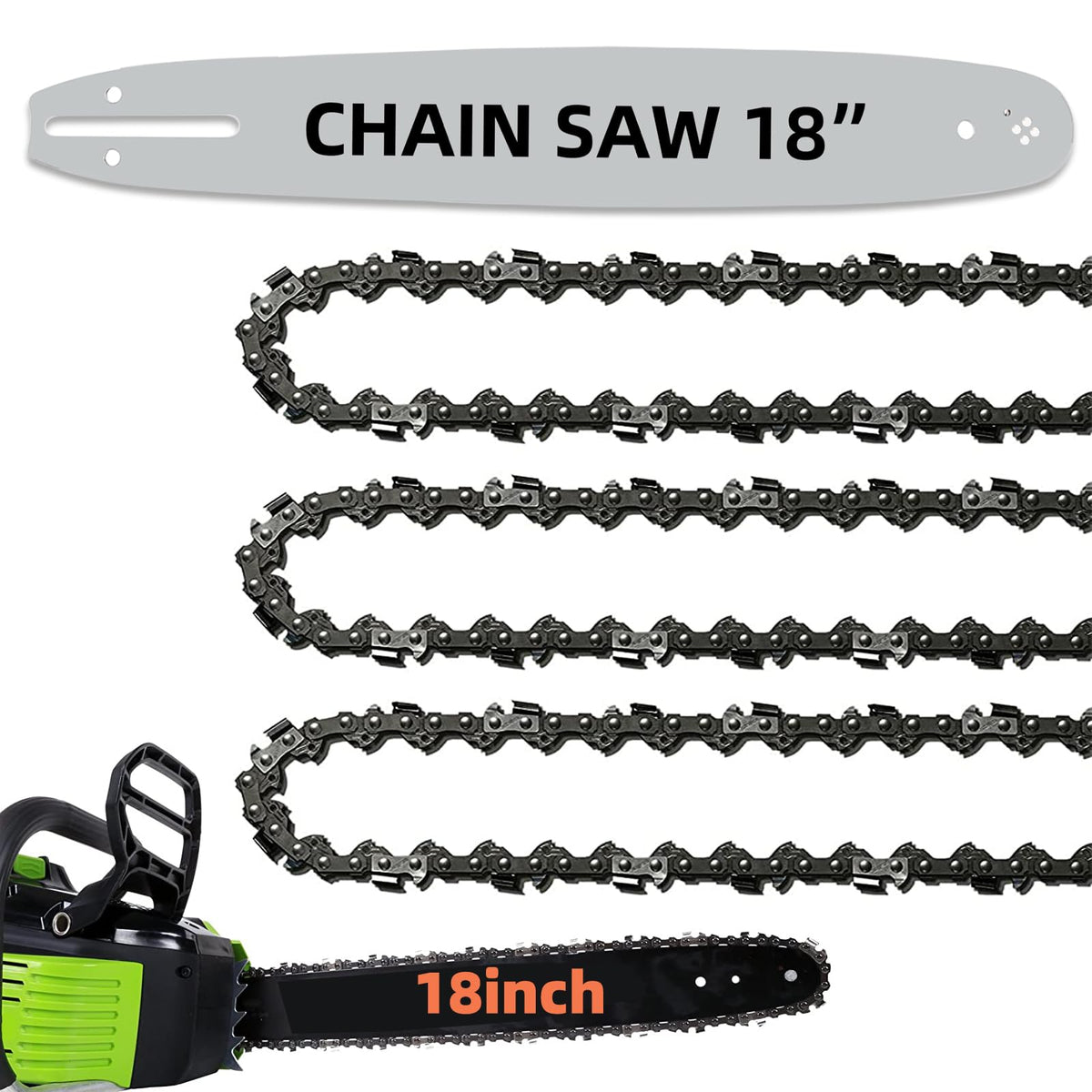 Fifchall 18-inch guide bar front view showing fit and durability benefits