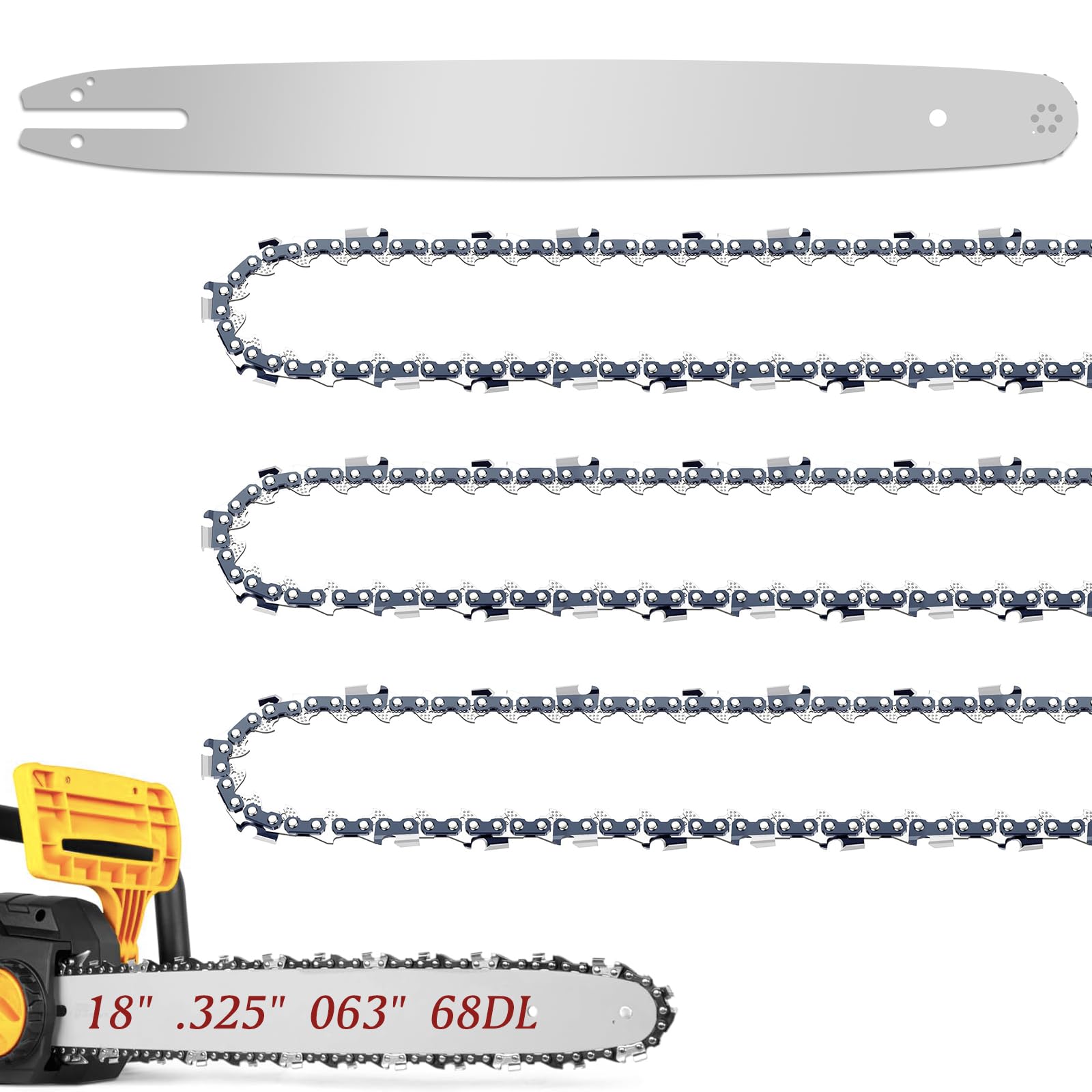 Fifchall 18-inch bar front view showing durable alloy construction and fitment