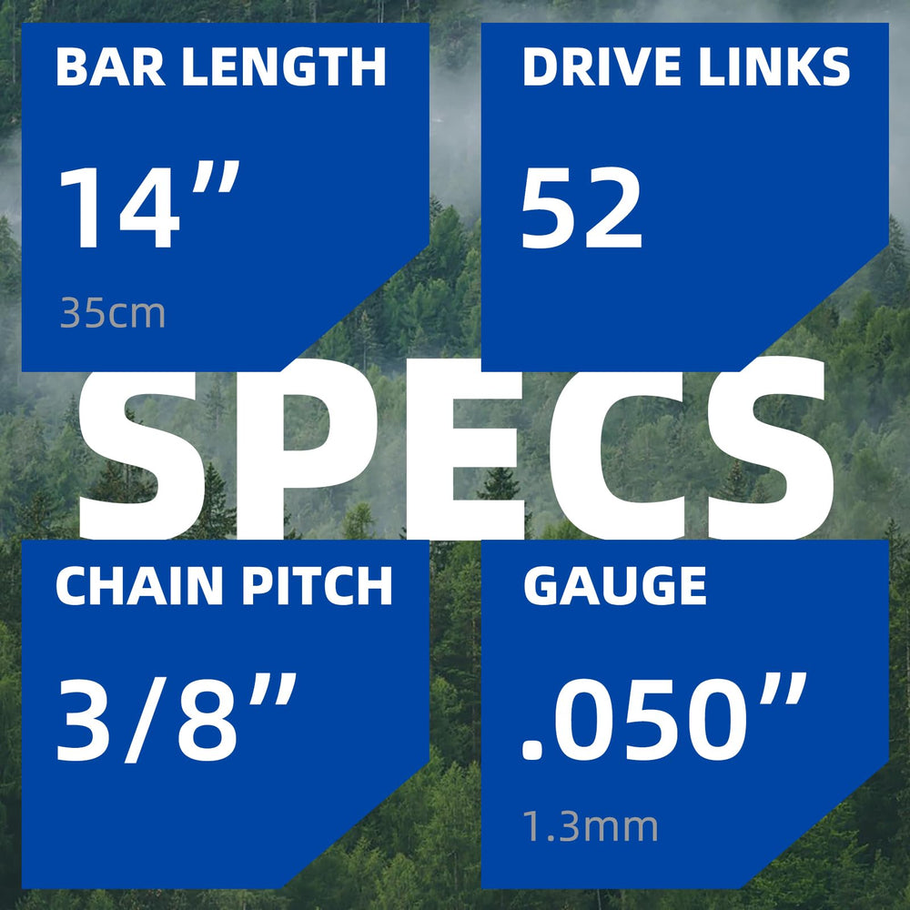 Fifchall close-up of guide bar and chain teeth illustrating cutting profile benefit