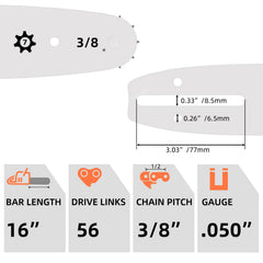 Fifchall close-up of 16-inch bar nose and rails, clear fitment markings for correct alignment