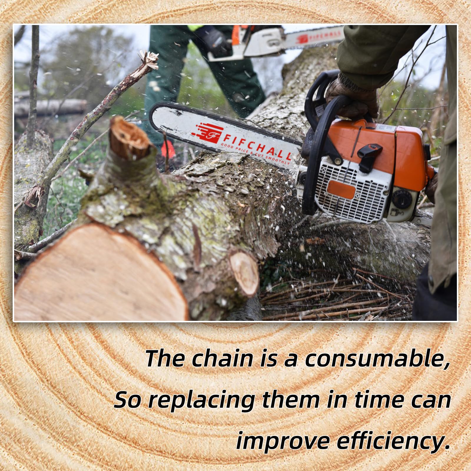 Fifchall three replacement chains stacked to show spares and reduced downtime benefit