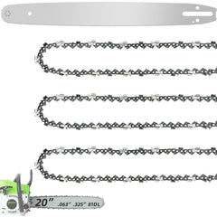 Fifchall front view of 20-inch bar and three-chain kit for fast replacement
