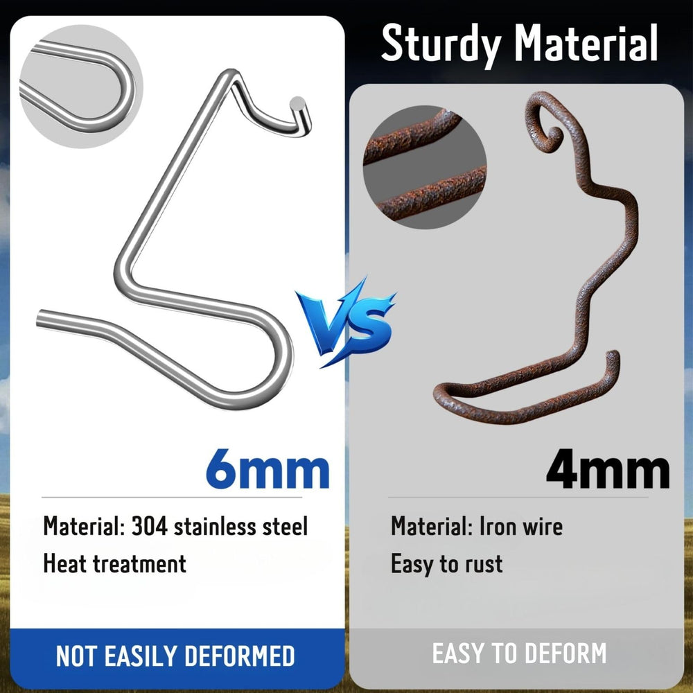 Fijaru clip securing chain link edge illustrating secure, stable hold