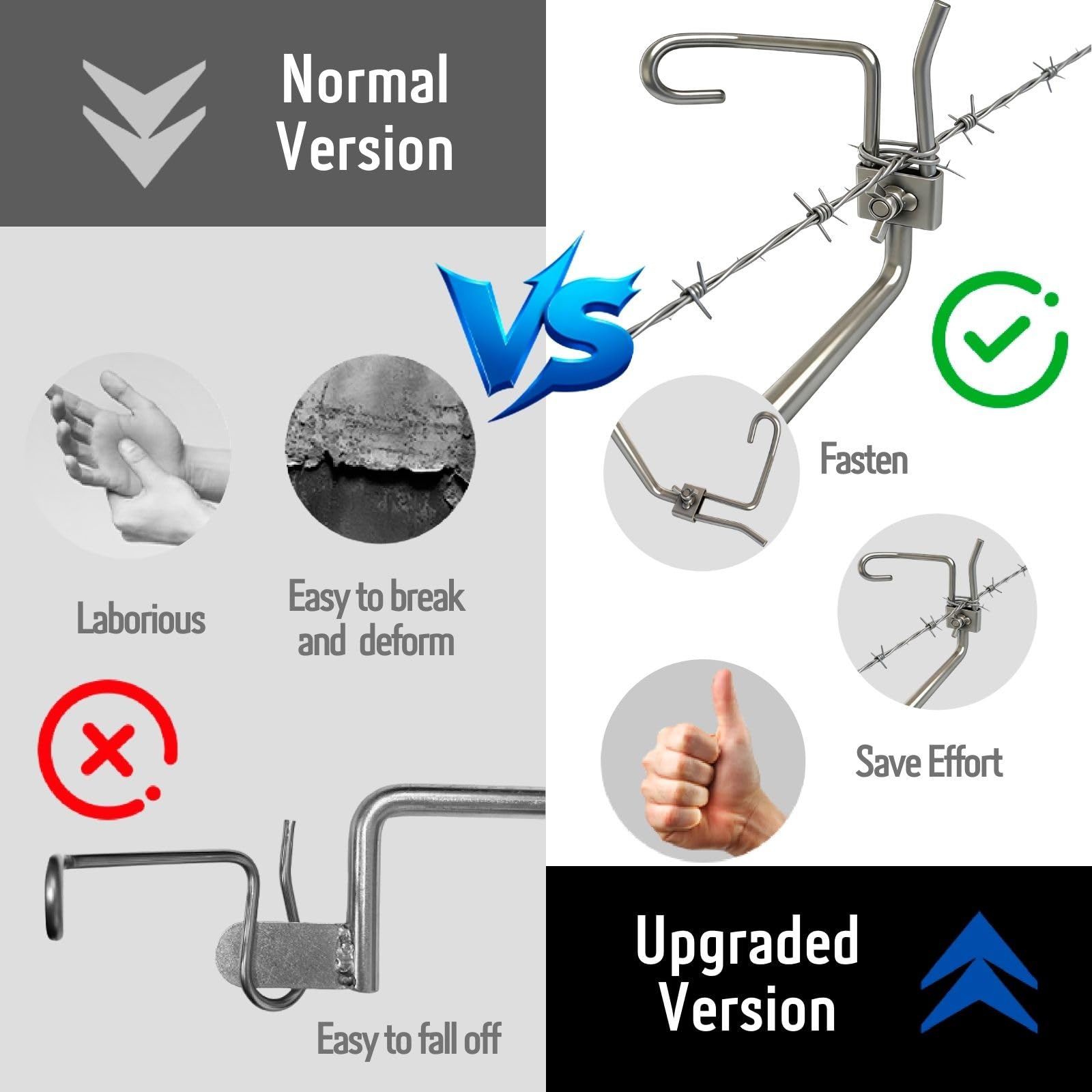 Fijaru stretcher tool in use on barbed wire demonstrating fast tensioning