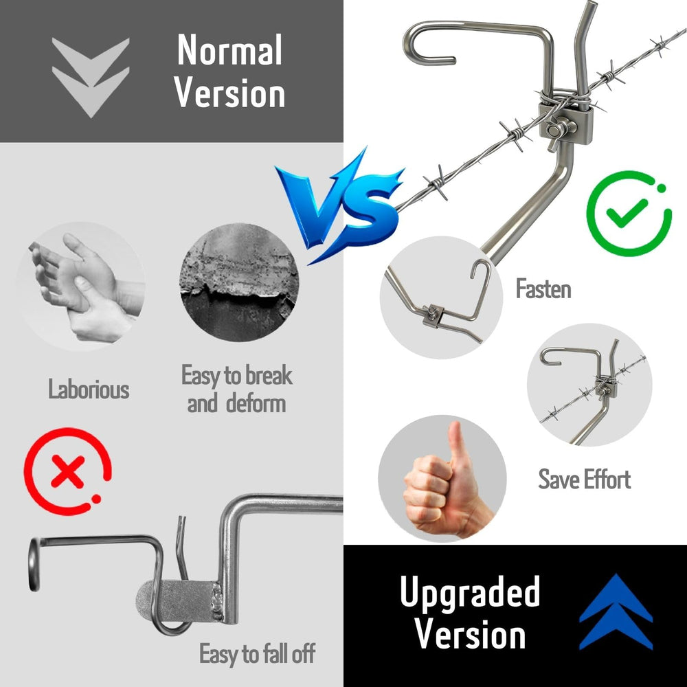 Fijaru stretcher tool in use on barbed wire demonstrating fast tensioning