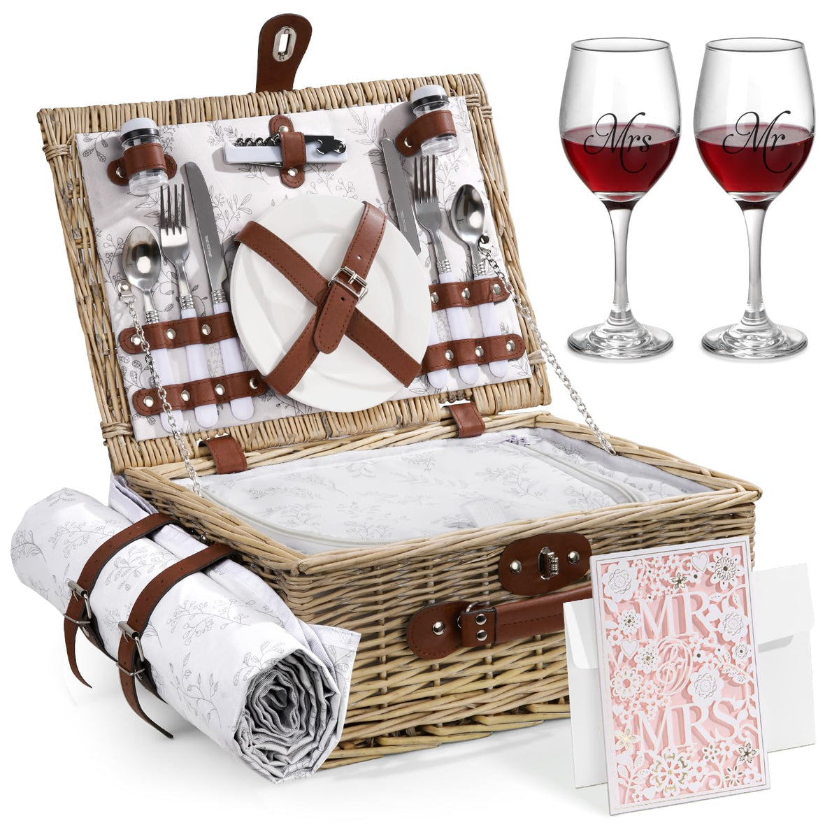 Filano wicker picnic basket front view showing sturdy weave and latch benefit