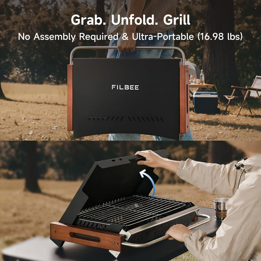 Filbee stainless steel grate close-up demonstrating durable cooking surface