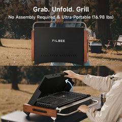 Filbee stainless steel grate close-up demonstrating durable cooking surface