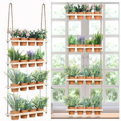FillTouch front view of hanging herb planter showing organized 16-pot display