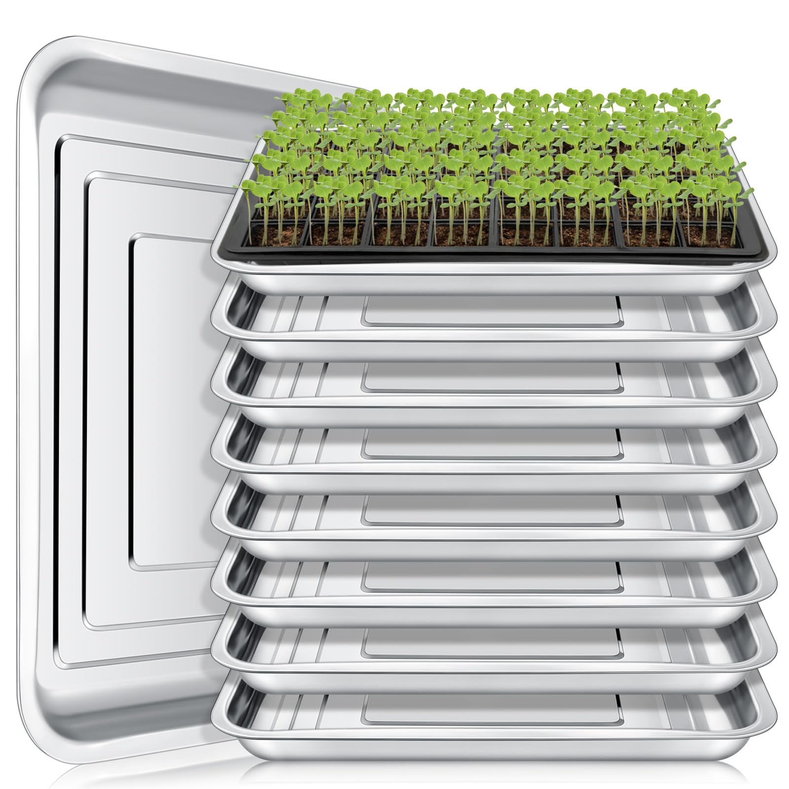FillTouch stainless steel seed tray front view showing durable finish and clean edges