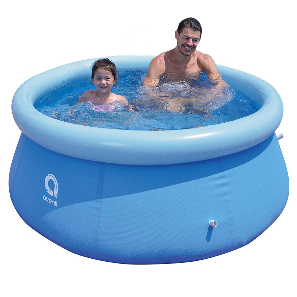 filosofi front view blue pool showing full shape and easy setup benefit