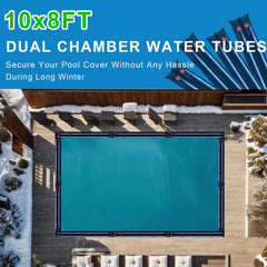 Filpowis tubes installed around inground pool edge preventing cover lift