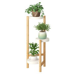 FILWH plant stand front view showing three-tier display and space-saving benefit