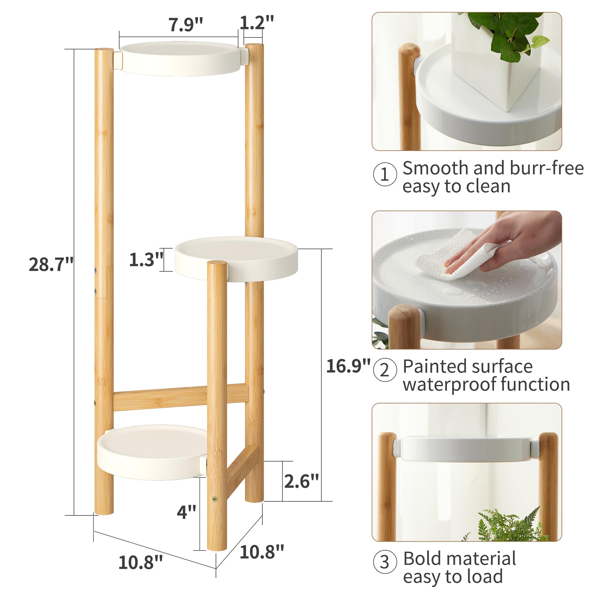 FILWH plant stand in living room showing decorative and organizing benefit