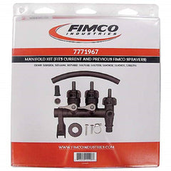 Fimco close-up of return hose and 3/8-inch clamp for secure leak-free connection