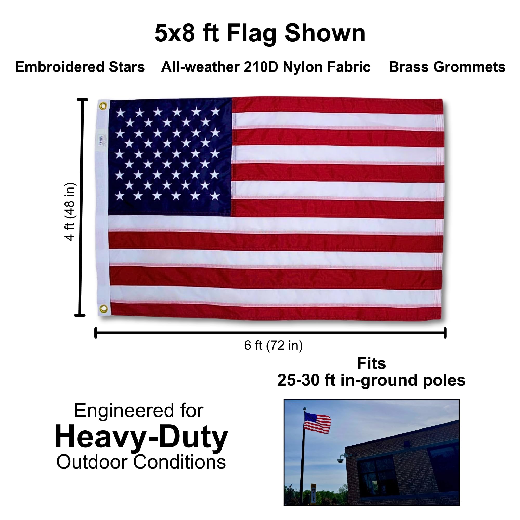 Fine Line Flag embroidered stars close-up highlighting durable detail