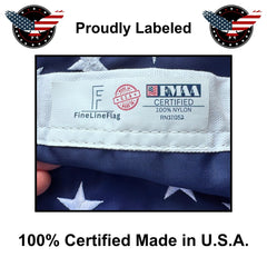 Fine Line Flag reinforced fly end demonstrating tear-resistant stitching
