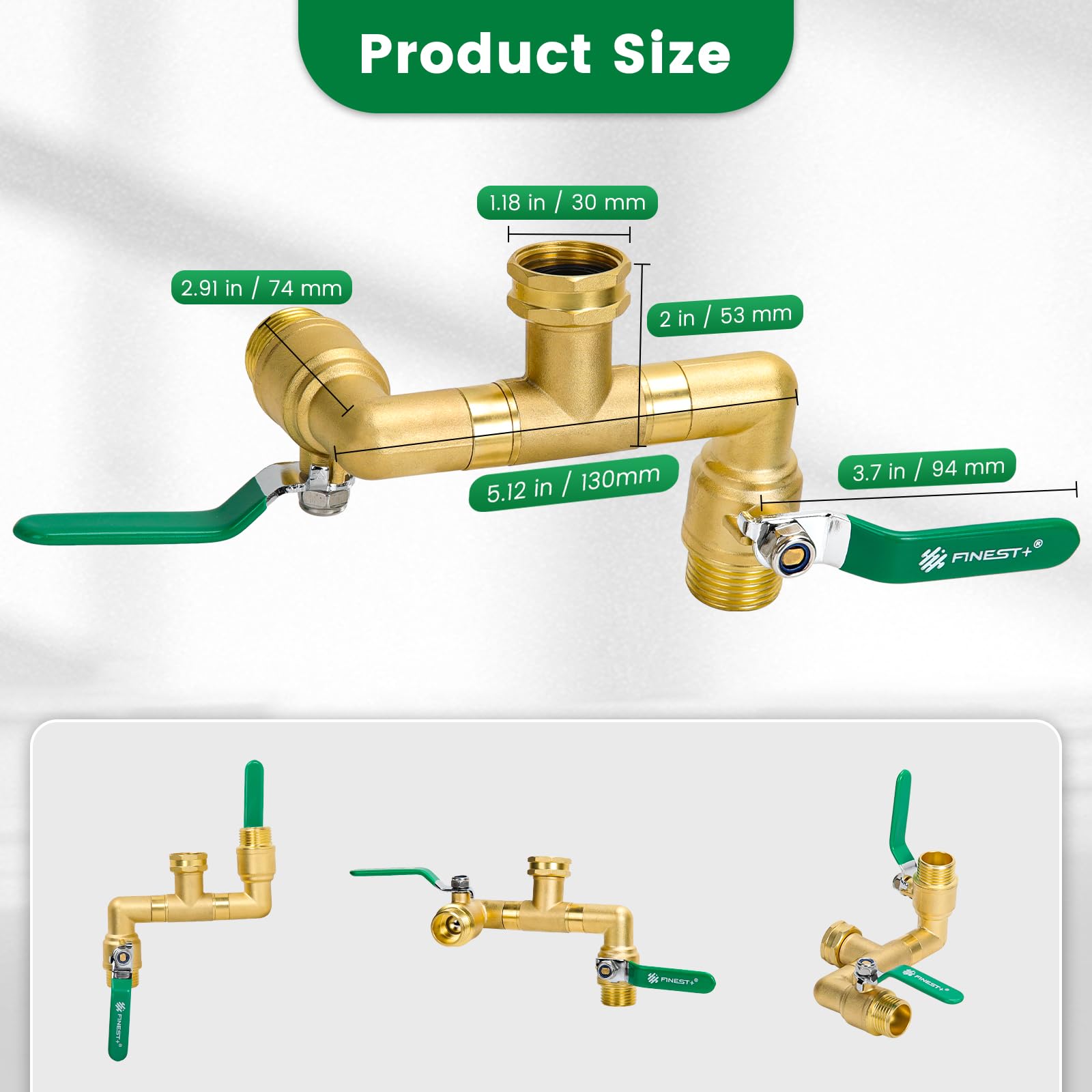 FINEST+ detail of long 304 stainless handles offering improved leverage and easy operation with gloves