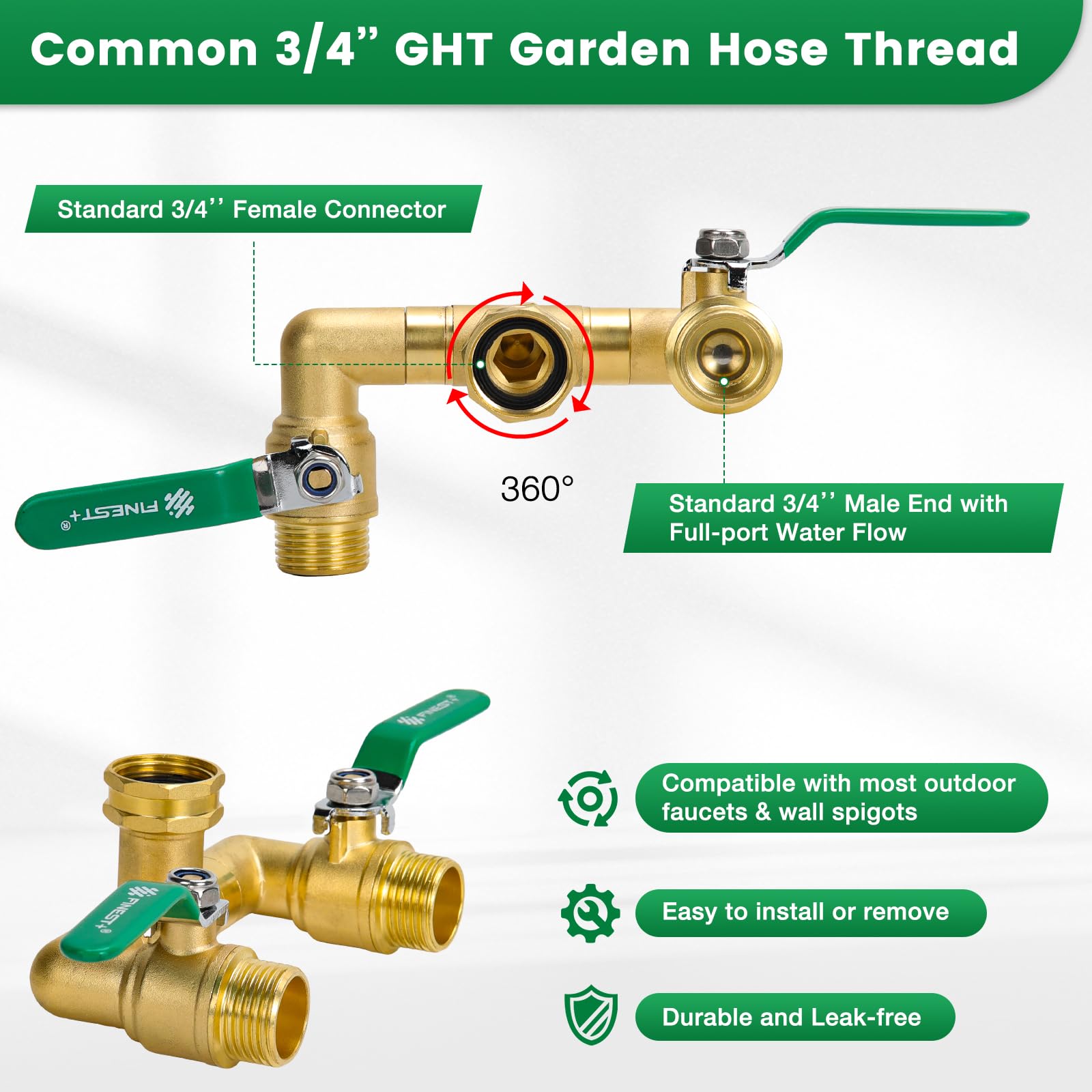 FINEST+ close-up of 360-degree rotatable joint demonstrating flexible hose positioning and kink prevention benefit