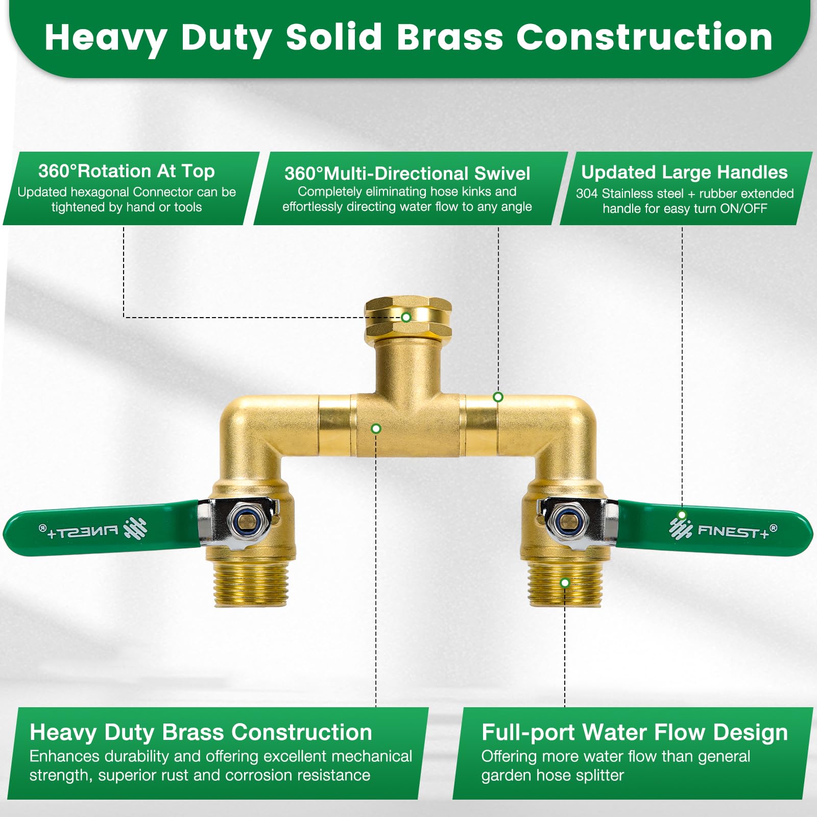 FINEST+ valve open with high flow to illustrate full-flow large ball valve for stronger water pressure