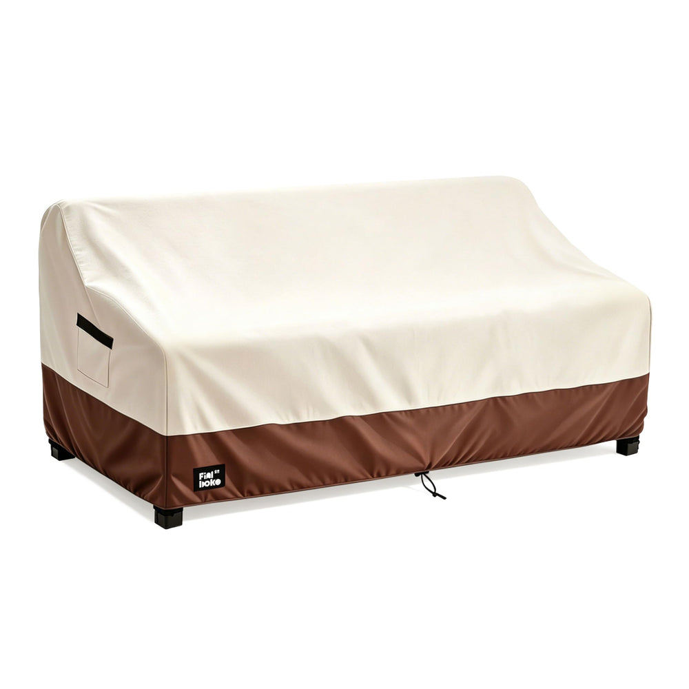 Finiboko front view of covered loveseat showing full protection and neat fit