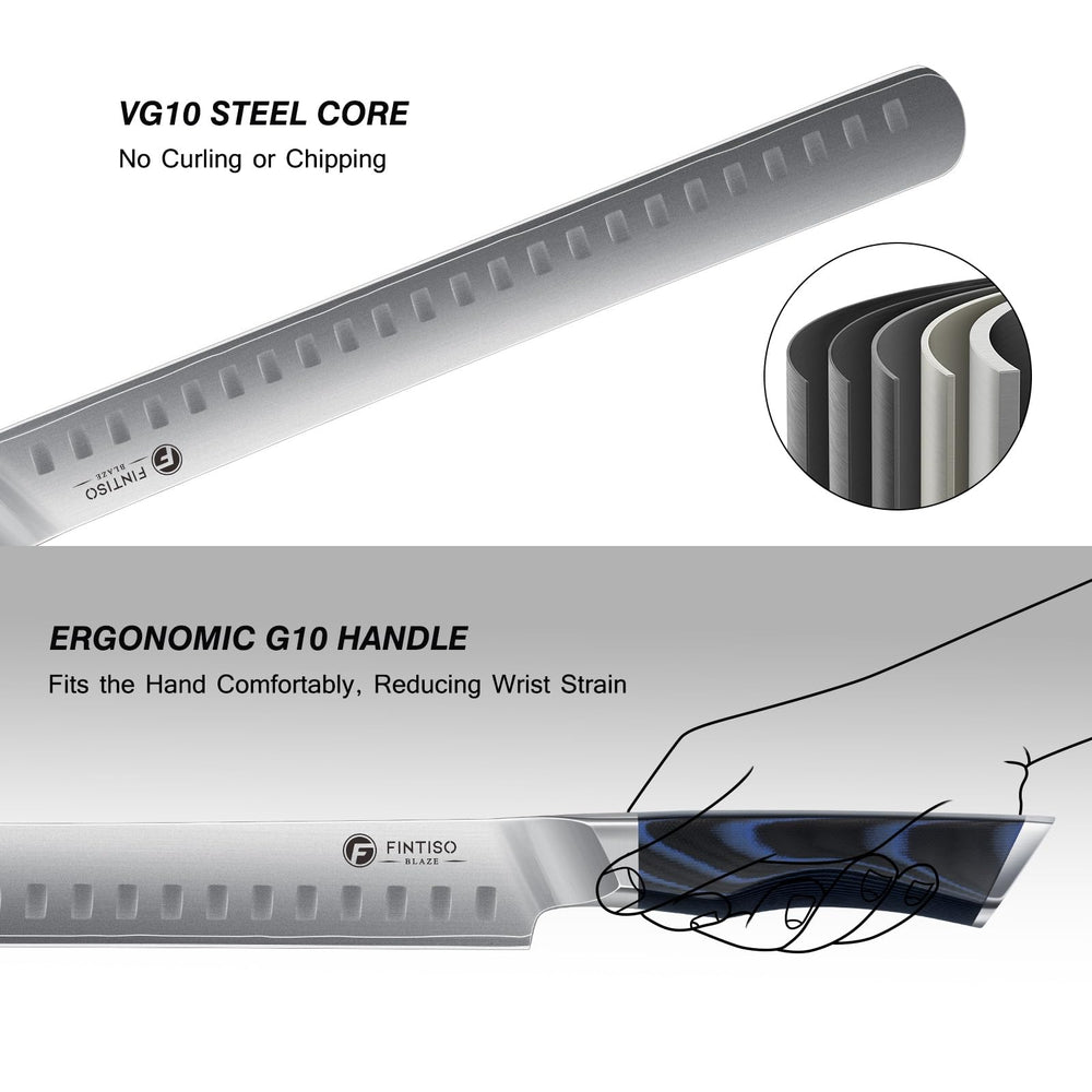 FINTISO blade closeup highlighting thin razor edge for precise slicing
