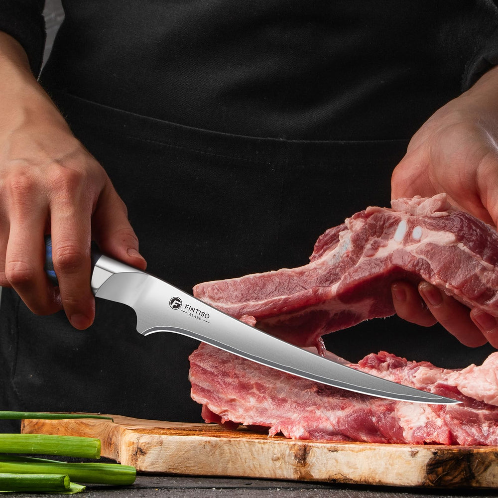 FINTISO knife and box in kitchen setting showing premium presentation and readiness