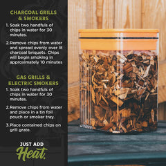 Fire & Flavor opened bag displaying natural wood chip texture for pure smoke