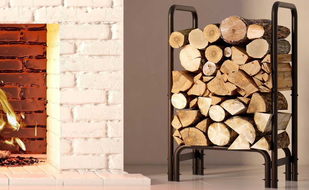 Fire Beauty in use on porch keeping logs dry and accessible benefit