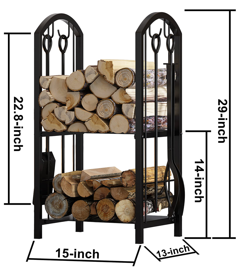 Fire Beauty lifestyle shot beside a hearth demonstrating tidy storage and style