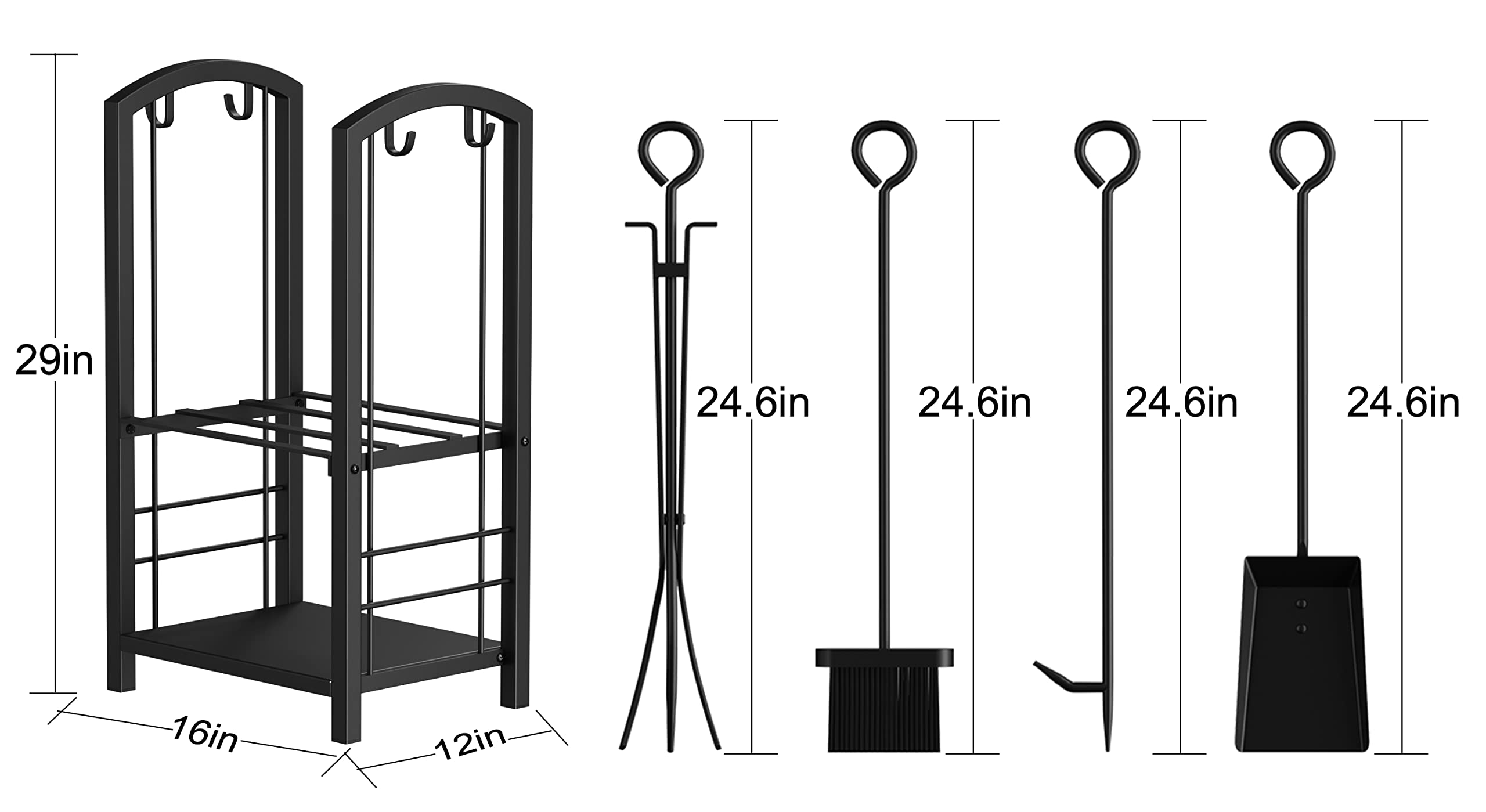 Fire Beauty log rack beside a lit hearth showing tidy fireside storage and style