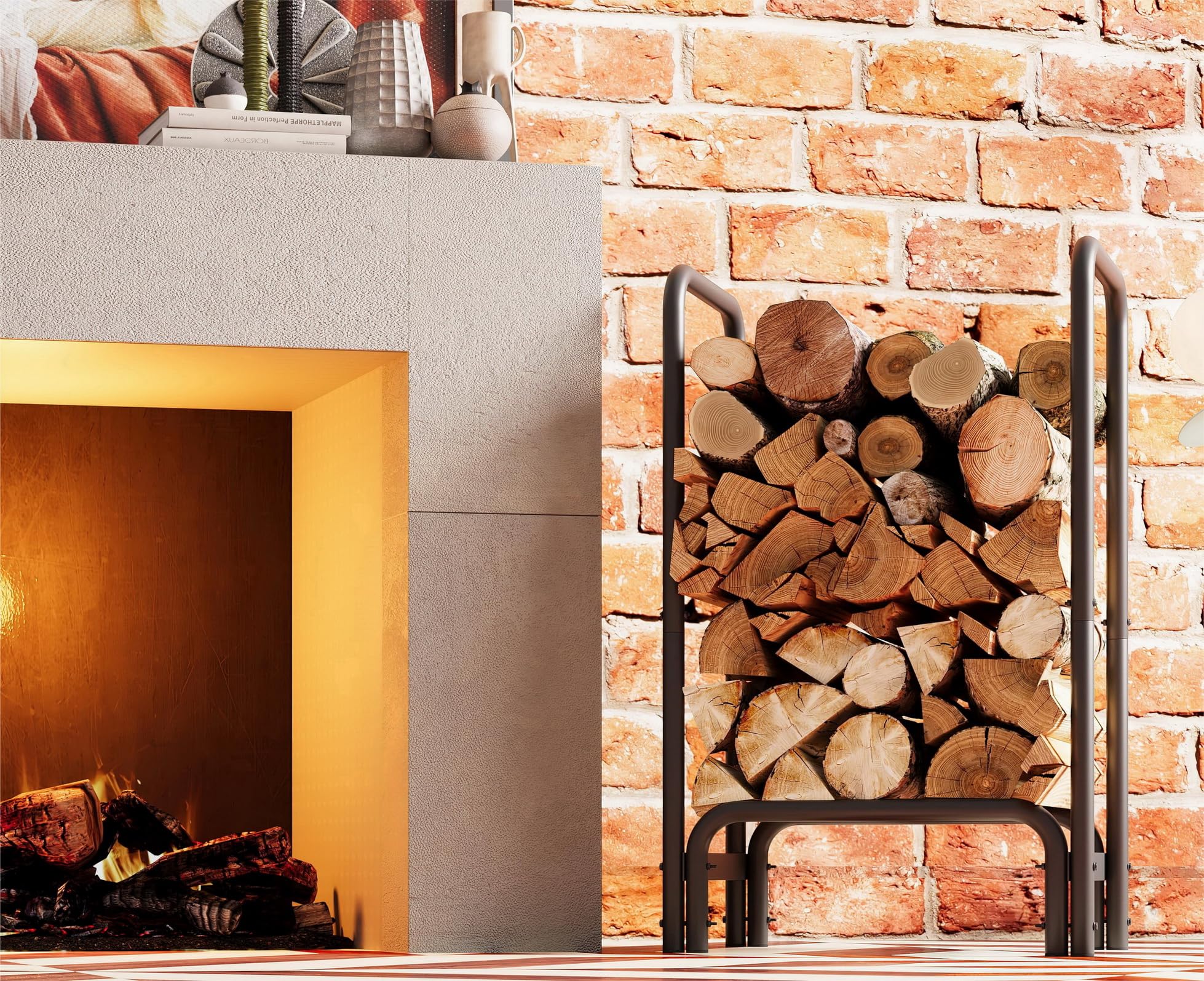 Fire Beauty scale with logs illustrating load capacity and size benefit