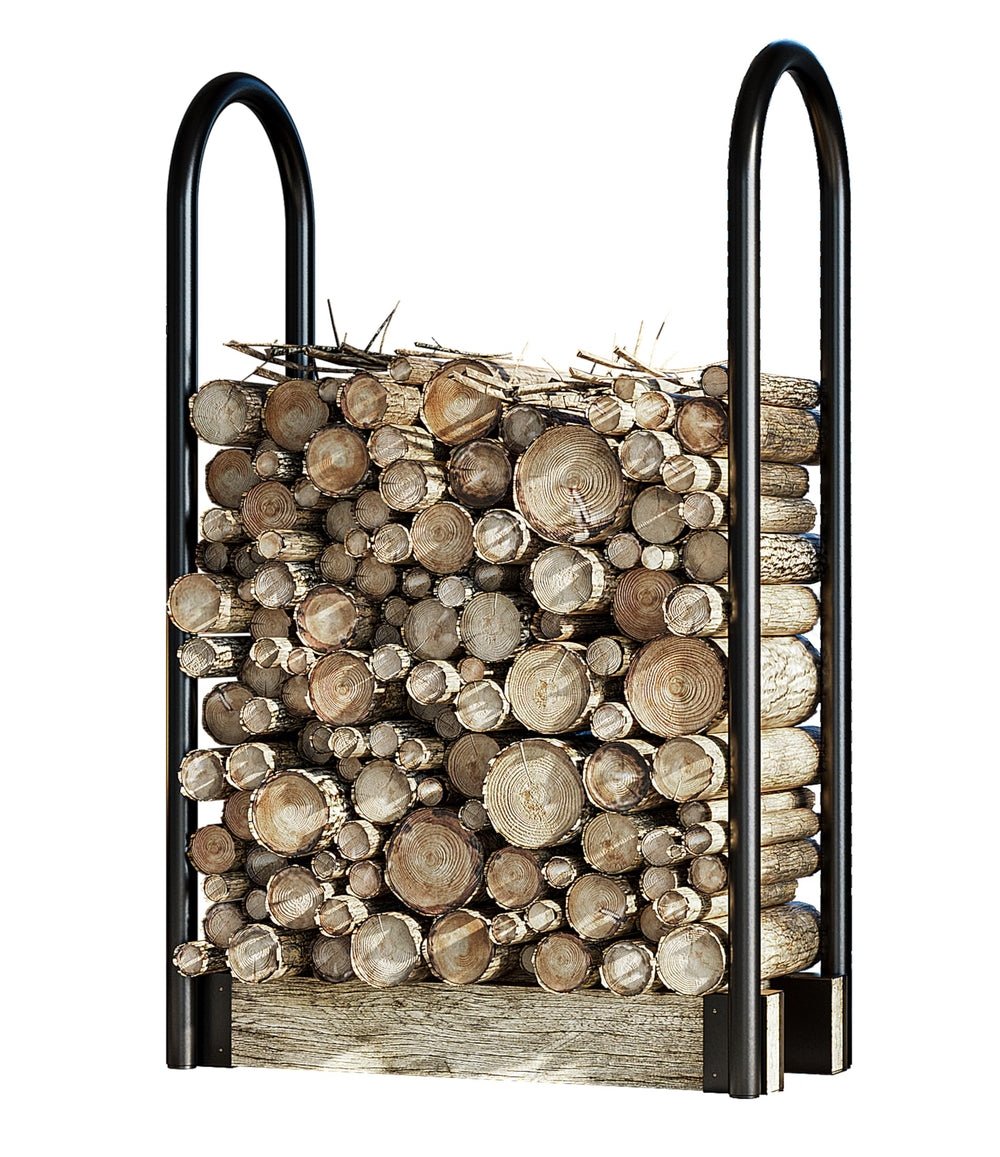 Fire Beauty compact 24-inch setup ideal for indoor fireplace wood storage