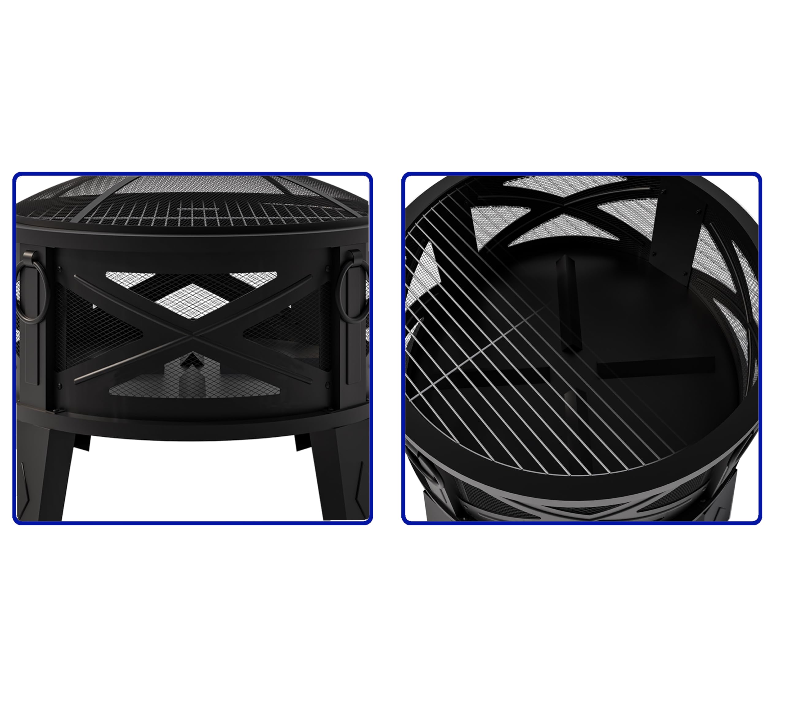 Fire Beauty side vent showing 360° airflow boosting cleaner combustion