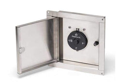 Fire Magic front panel of timer box showing stainless finish and flush fit for aesthetics