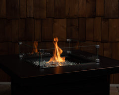Fire Sense close-up of tempered glass thickness and smooth finish benefit