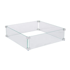 Fire Sense front view of 22.5" square wind guard showing clear glass benefit