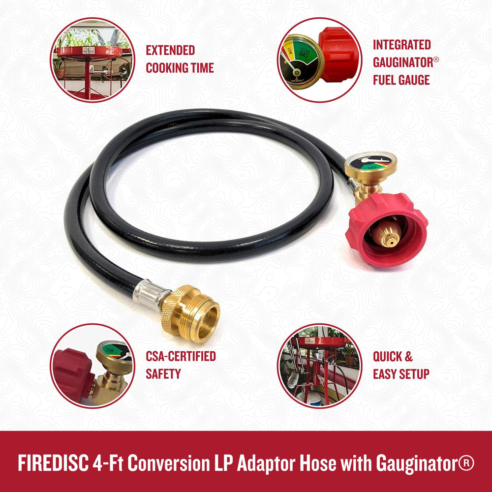 FIREDISC Gauginator display close-up showing fuel level readout for planning longer cooks