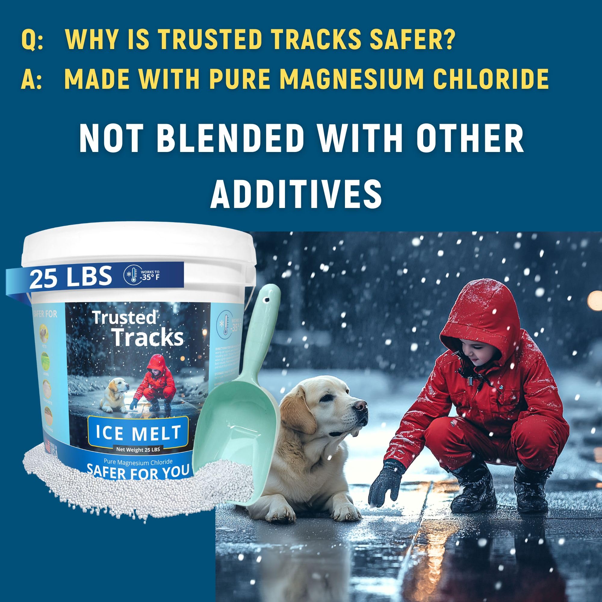 FIREKI used on sidewalk near dog, pet-safe formulation protects paws