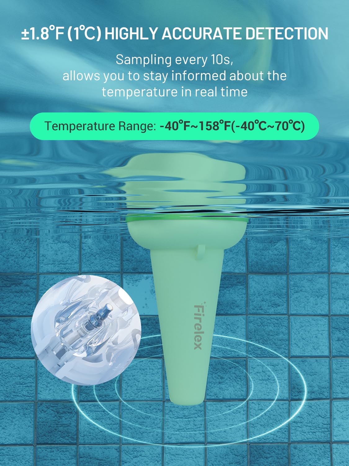 Firelex display in pool house setting offering quick indoor temperature checks