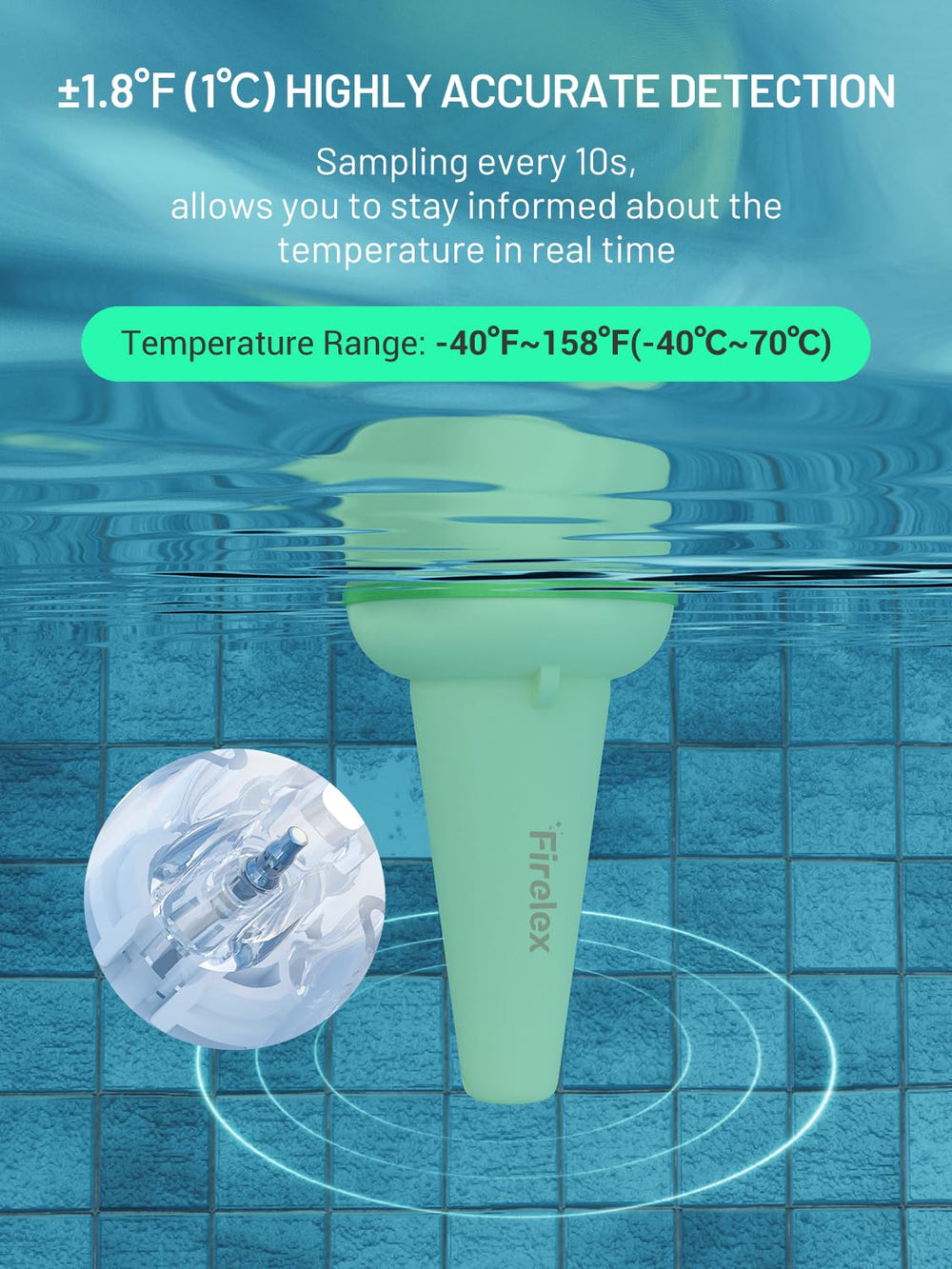 Firelex display in pool house setting offering quick indoor temperature checks