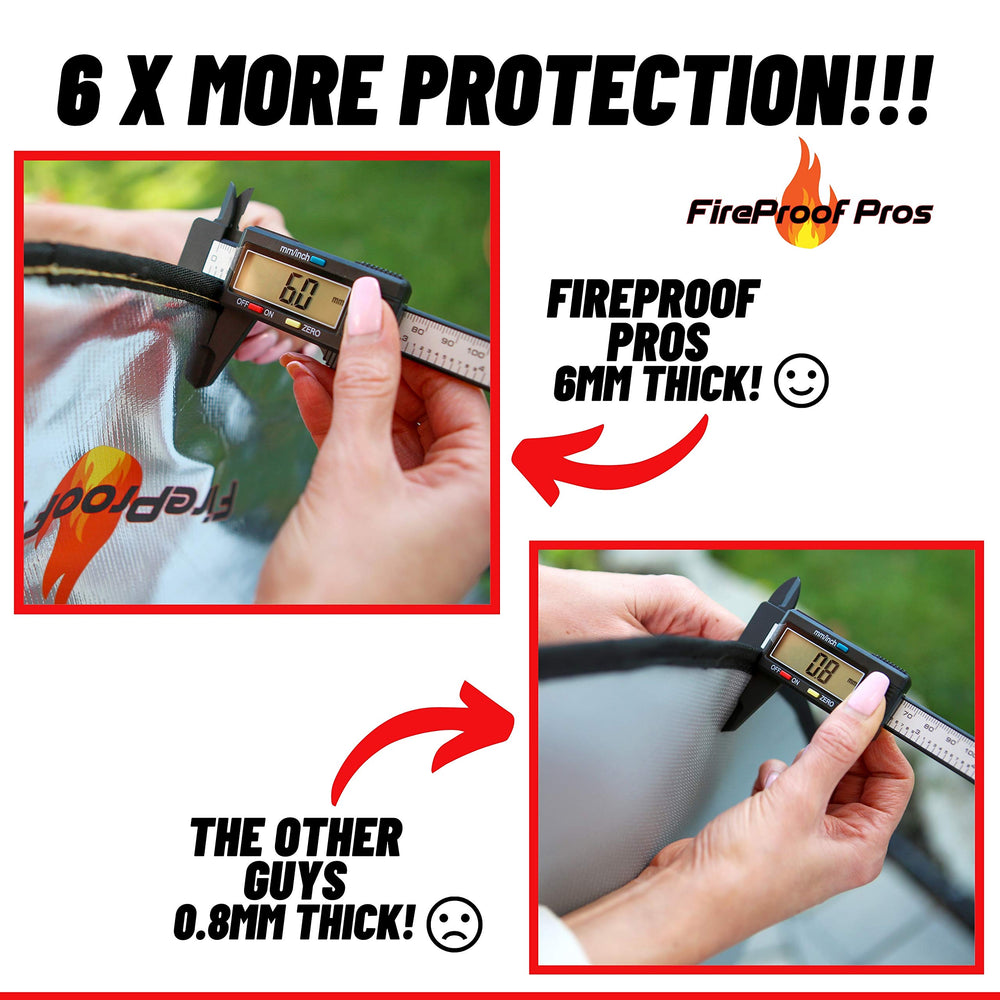 FireProof Pros close-up reflective top layer, reflects radiant heat