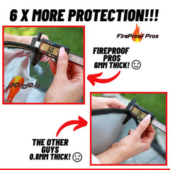 FireProof Pros close-up of textured top showing reflective heat-resistant layer