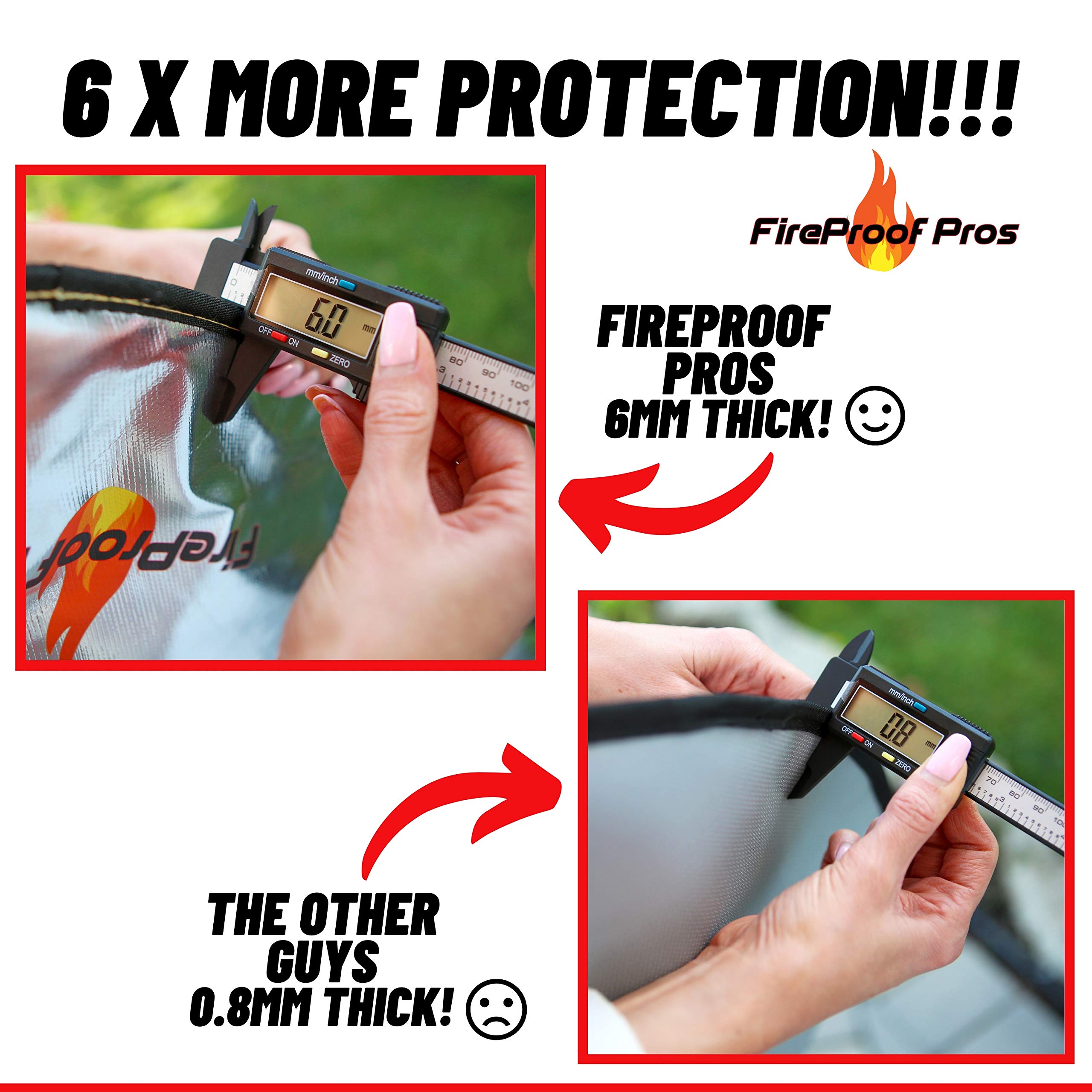Fireproof Pros close-up of reflective aluminum-fiberglass top that reduces heat