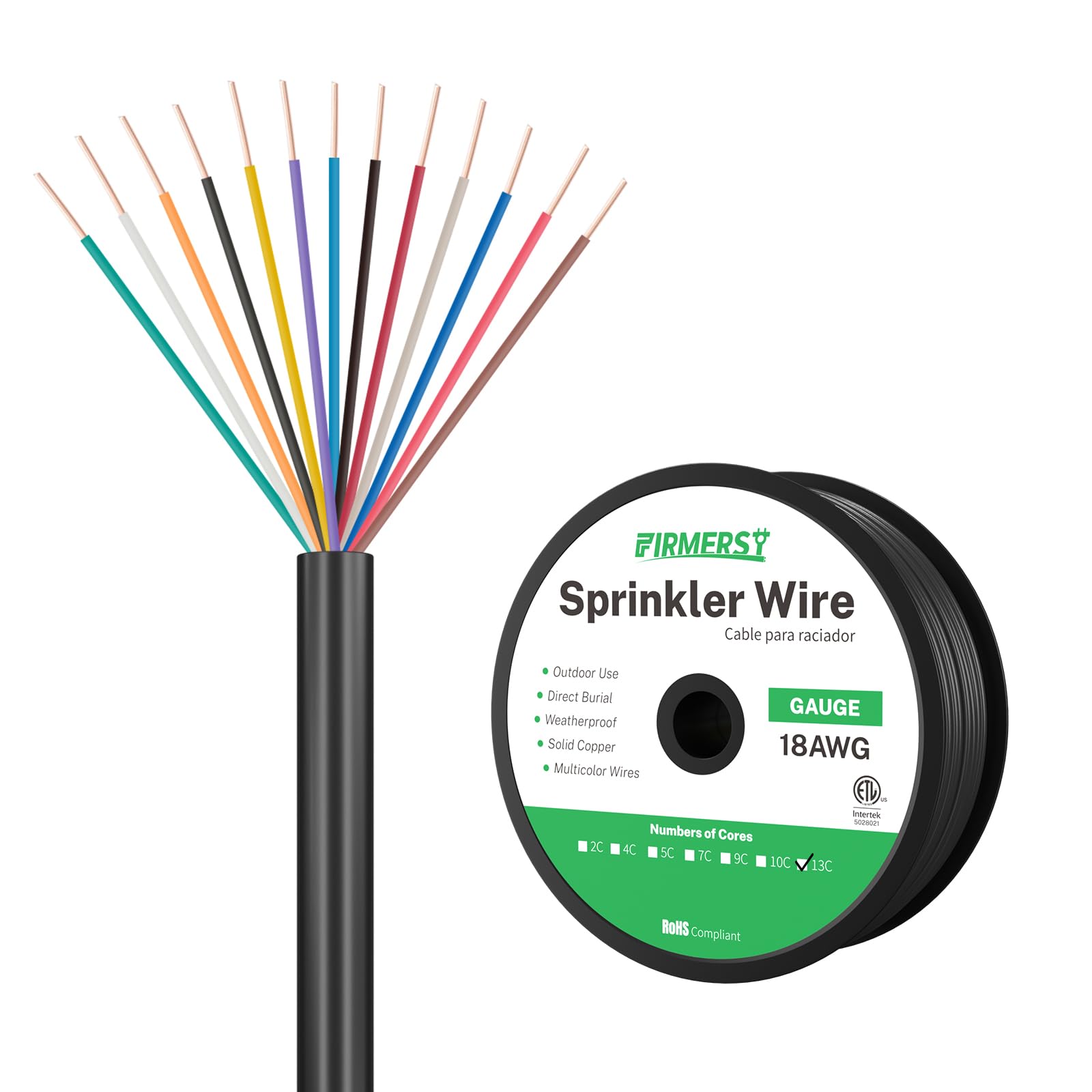FIRMERST front view showing 100ft reel and product label for clarity
