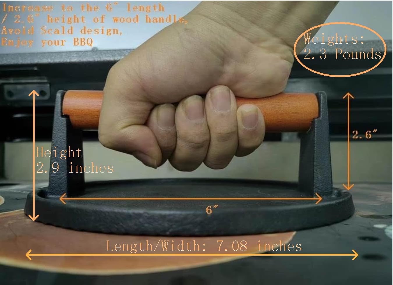 Firsgrill rectangle press flattening bacon strips for crisp, uniform results