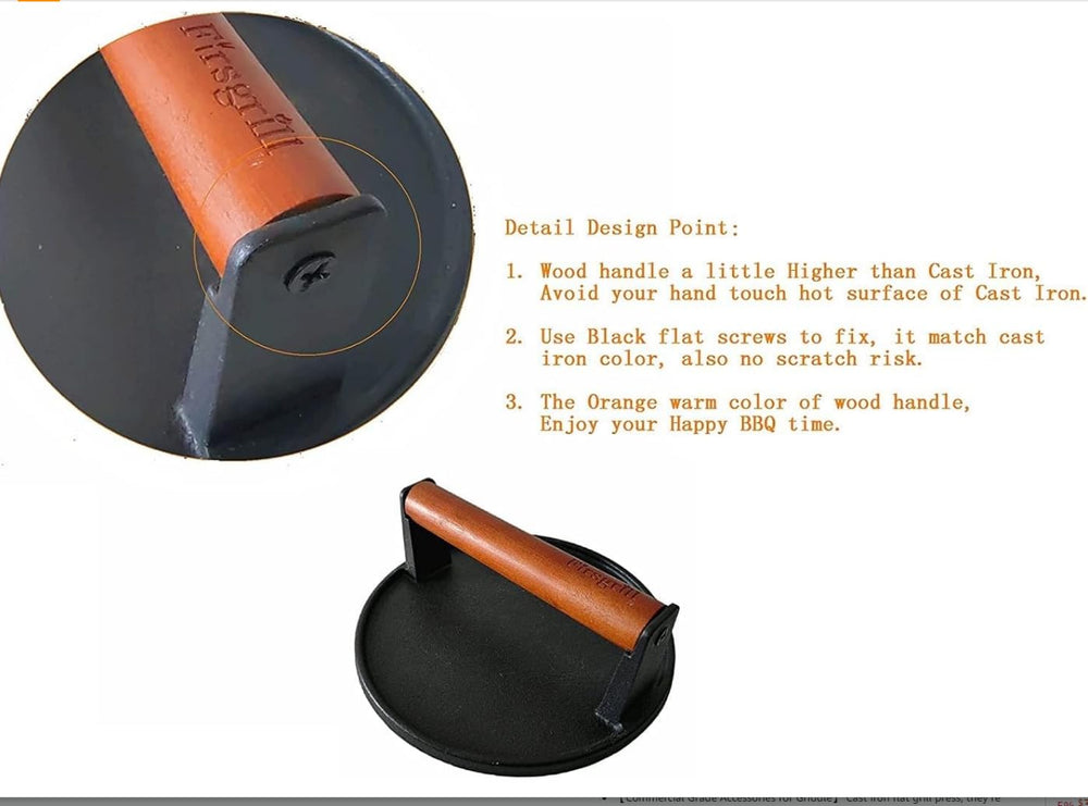 Firsgrill next to ruler for size comparison demonstrating 6.5" round and 4.3x8.3" rectangle