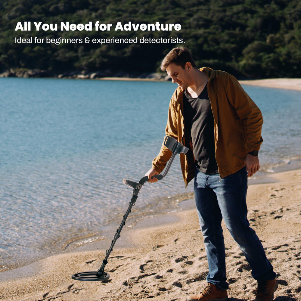 Fisher F44 with batteries and accessories laid out, portable power for uninterrupted searching